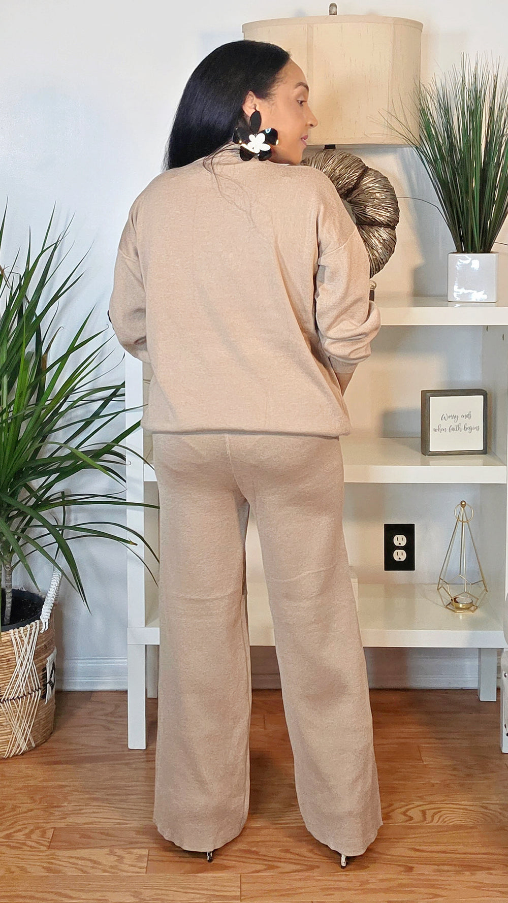 112025 Taupe Signature Bloom Knit Pant & Top Set PREORDER