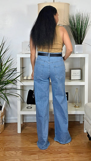 112025 Sparkle Medallion Wide-Leg Denim Pant