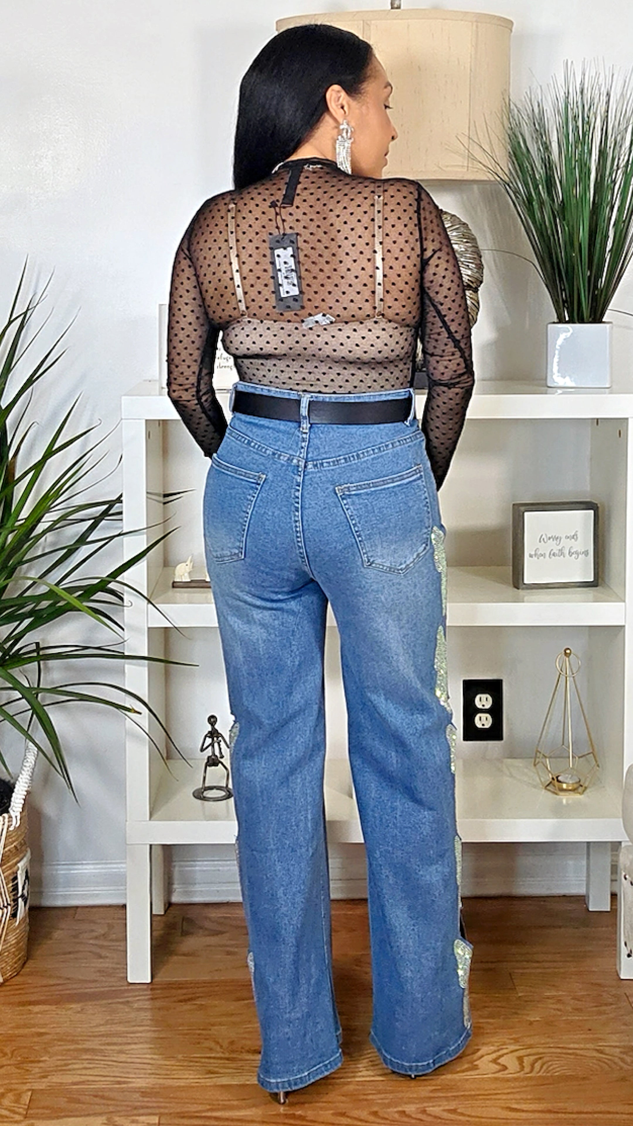 112025 Crystal Butterfly Cascade Denim