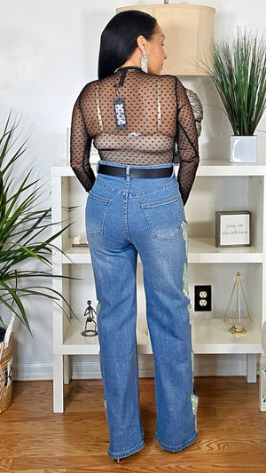 112025 Crystal Butterfly Cascade Denim