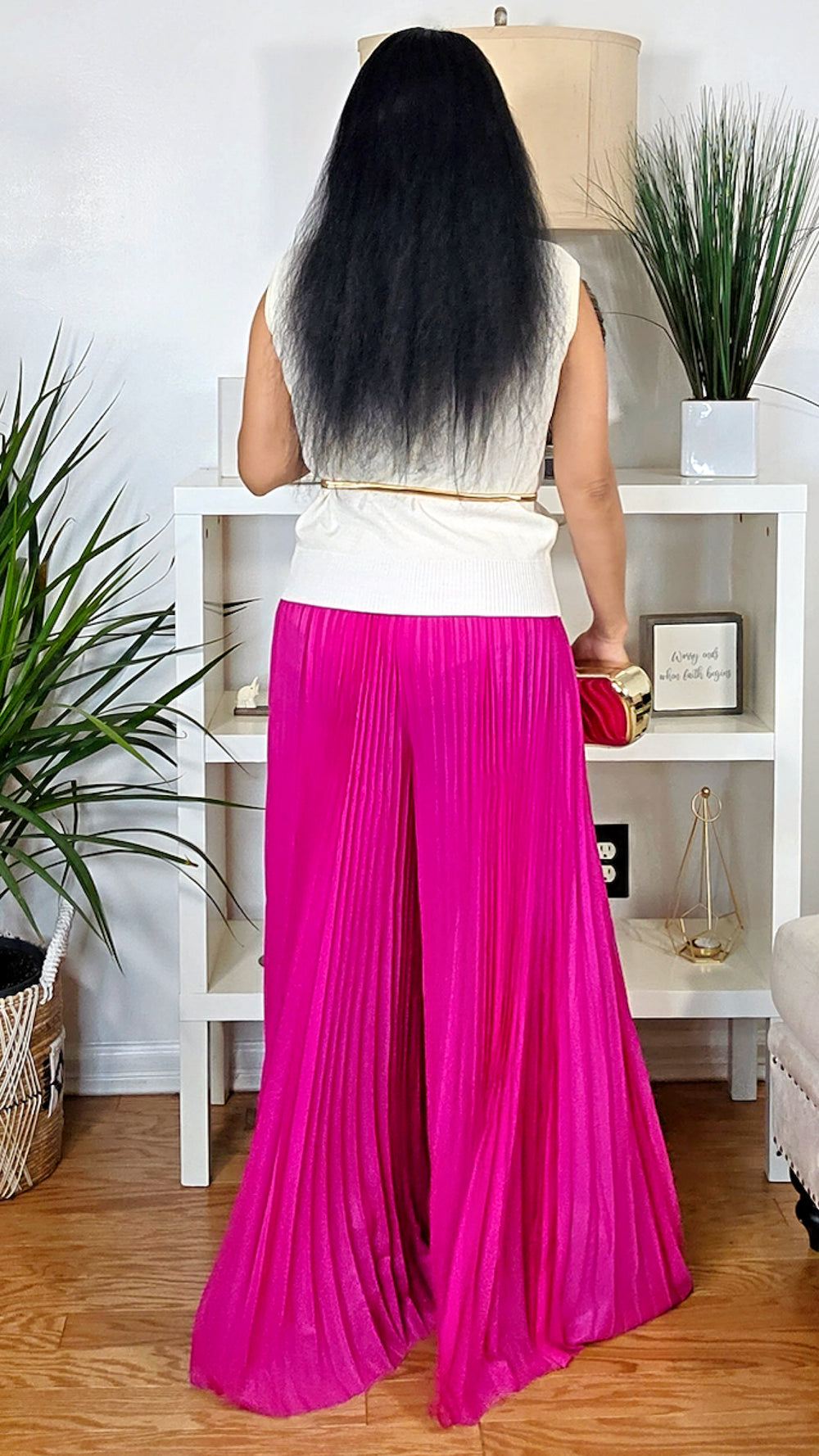 112725 Fuchsia Pleaded Palazzo Pant Preorder
