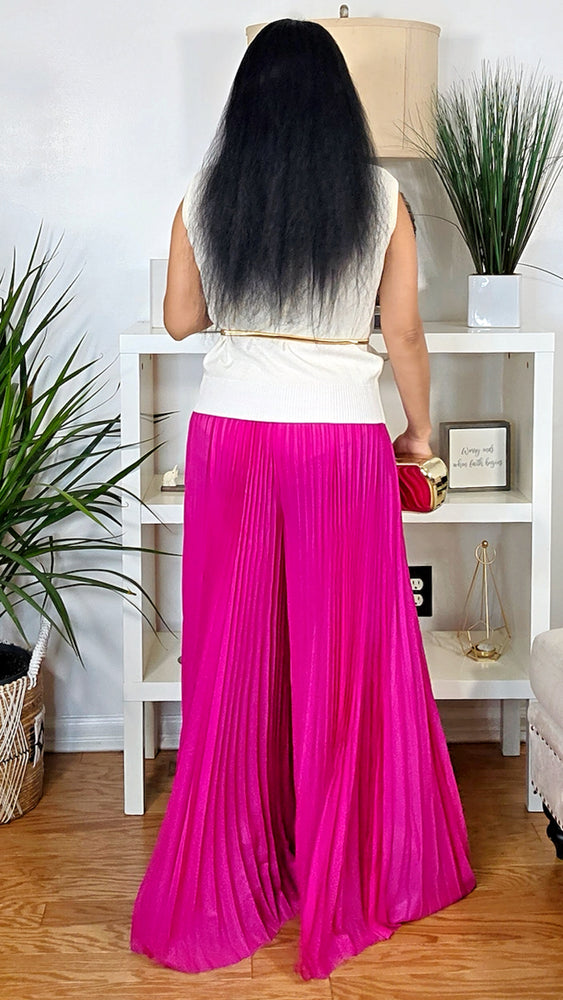 112725 Fuchsia Pleaded Palazzo Pant Preorder