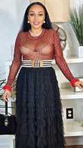 112025 Red Leopard Mesh Print Top