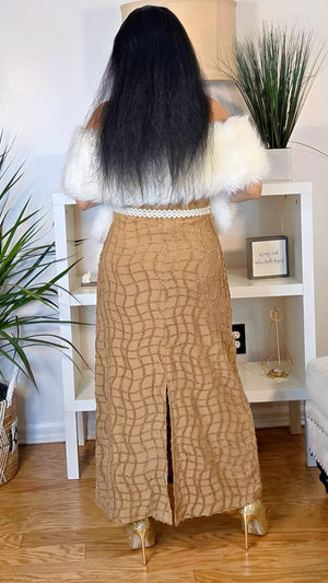 111925 Caramel Glitz Evening Midi Dress