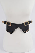 120125 Studded Multi Metal Waist Belt- Black Gold