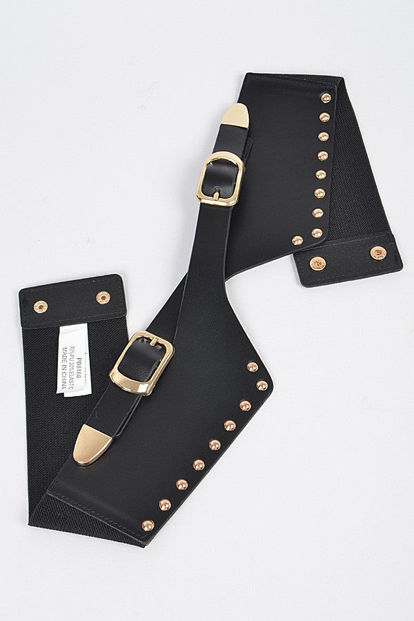 120125 Studded Multi Metal Waist Belt- Black Gold
