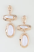 120125 Abstract Stone Drop Earrings-Gold Cream