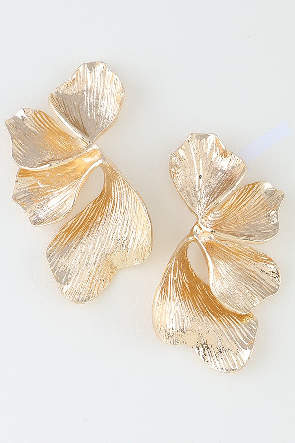 051426 Gold Blooming Petal Flower Earrings