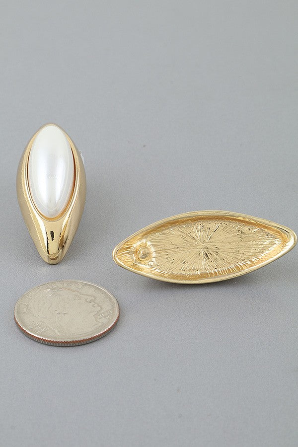 120125 Modern Stone Teardrop Earrings- Gold Cream