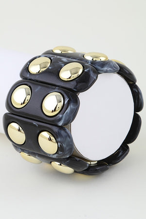 120125 Wide Marble Stone Beaded Cuff Bracelet