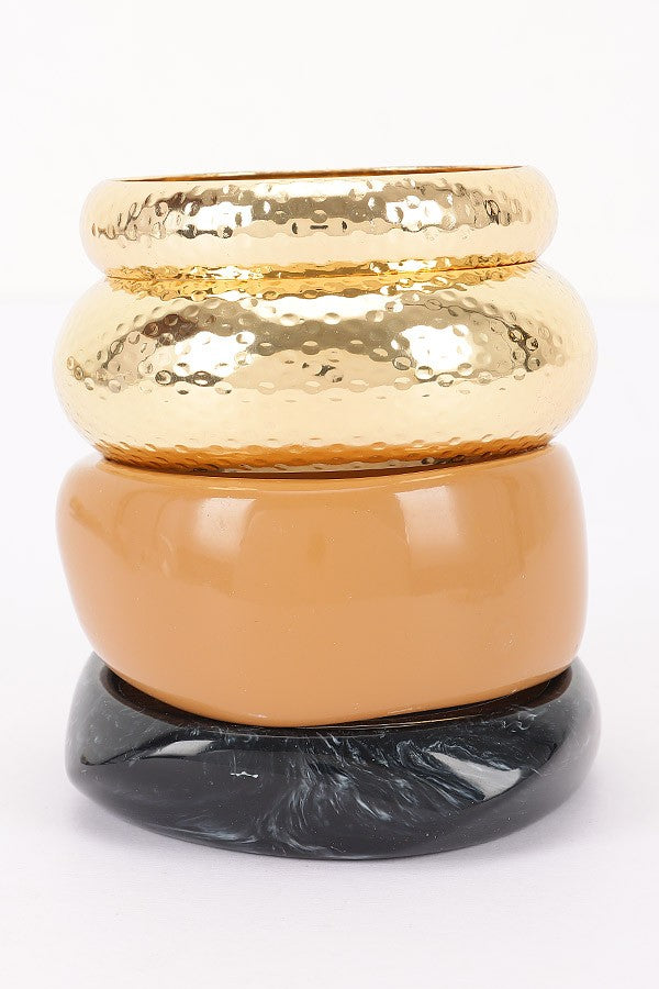 120125 Multi Mixed - Material Bracelet- Gold