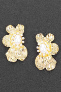 120125 Metal Pearl Earring- Gold