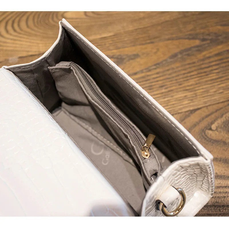 082024 Cute Little Faux Croco Design with Handle Crossbody