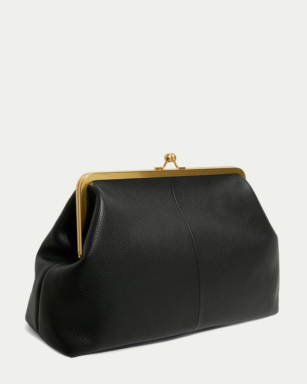 Grace Raffia Oversized Kiss Lock Clutch -  Black