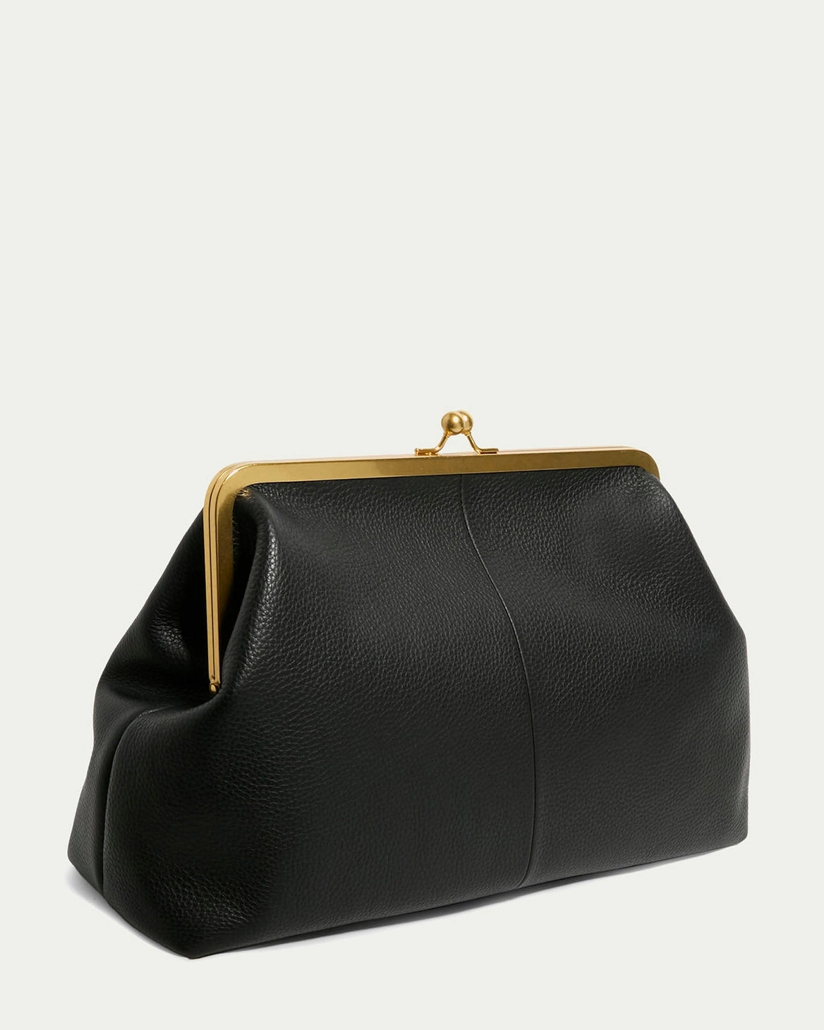 Grace Raffia Oversized Kiss Lock Clutch -  Black