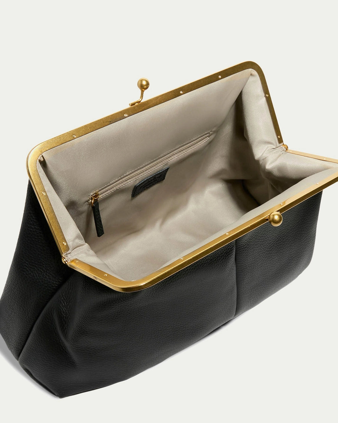 Grace Raffia Oversized Kiss Lock Clutch -  Black