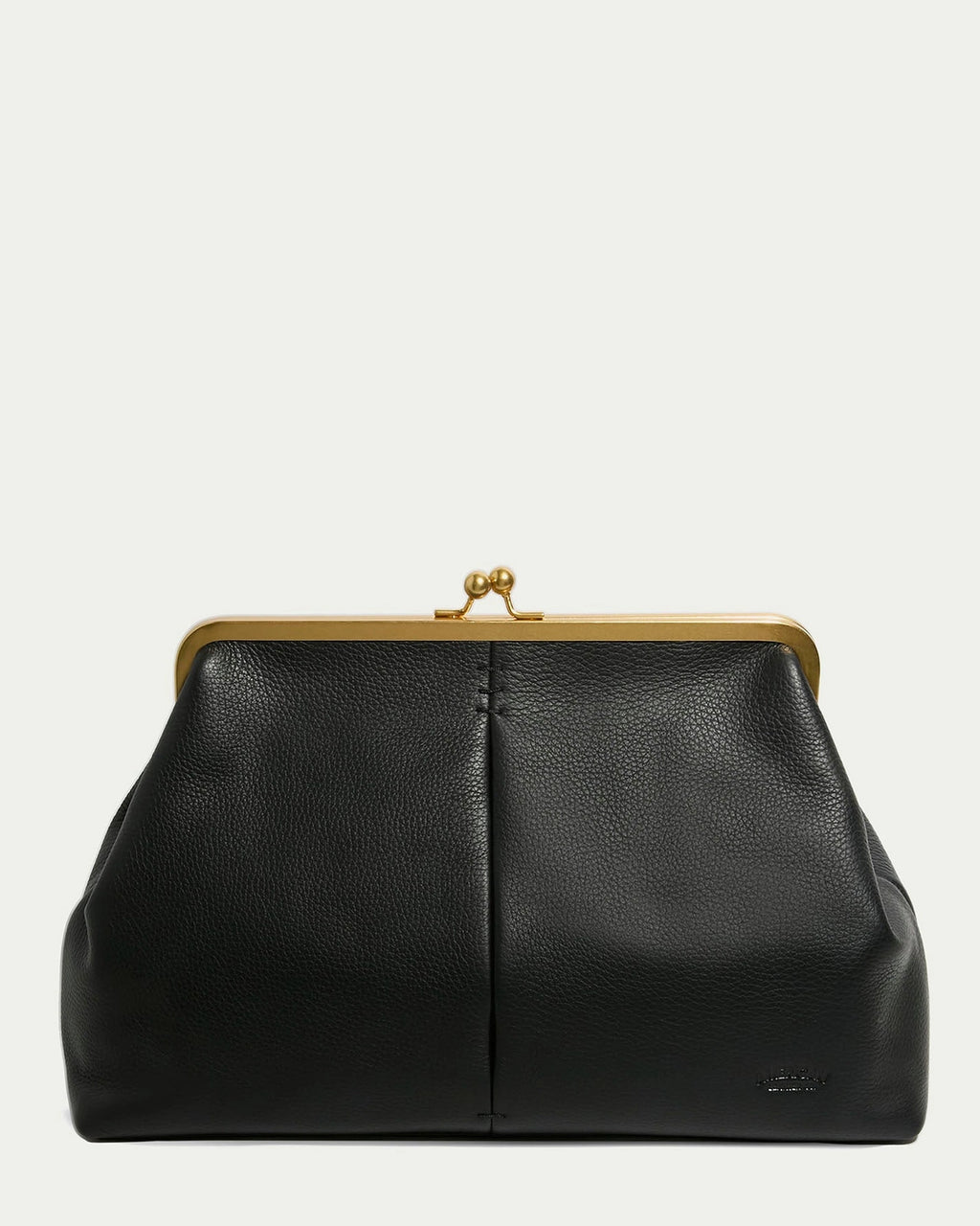 Grace Raffia Oversized Kiss Lock Clutch -  Black