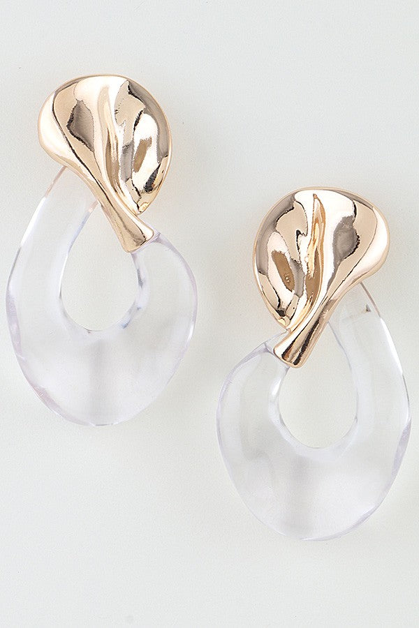 011626 Abstract Twisted Transparent Earrings