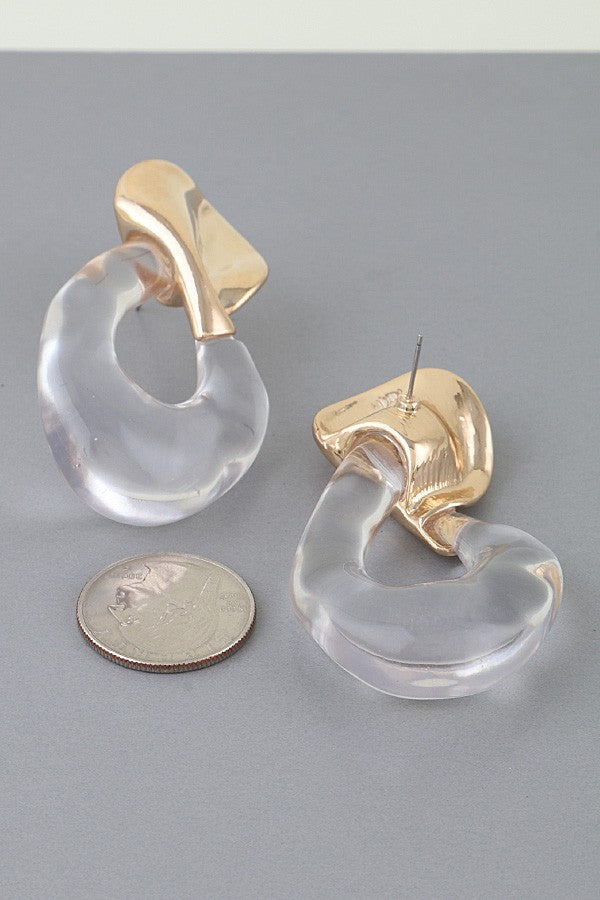 011626 Abstract Twisted Transparent Earrings