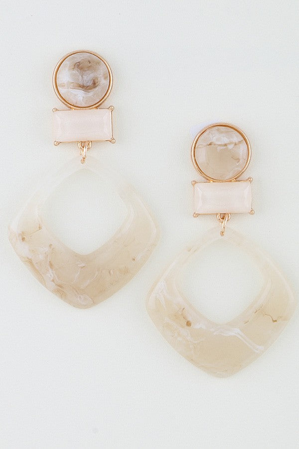 011626 Modern Marble Geometric Cut Earrings