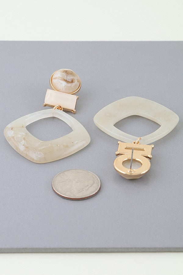 011626 Modern Marble Geometric Cut Earrings