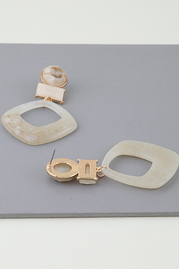 011626 Modern Marble Geometric Cut Earrings