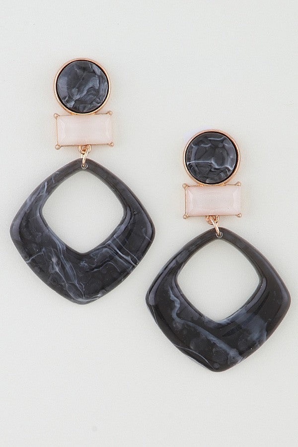011626 Modern Marble Geometric Cut Earrings