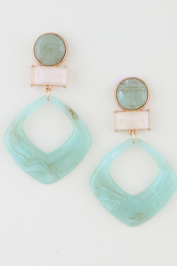 011626 Modern Marble Geometric Cut Earrings