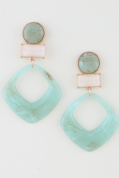 011626 Modern Marble Geometric Cut Earrings