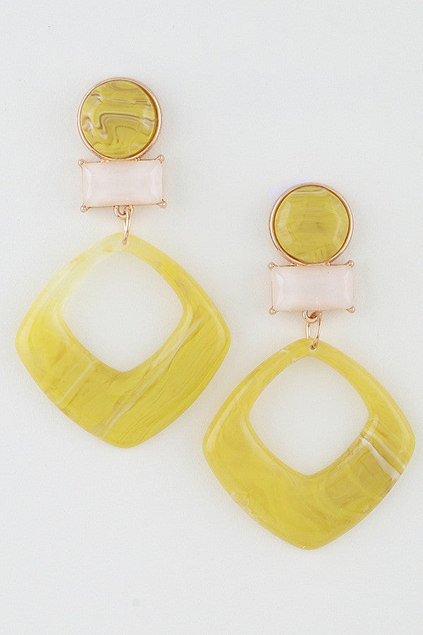 011626 Modern Marble Geometric Cut Earrings