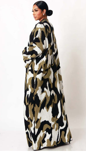 011826 Abstract Camo Knit Sweater Kimono/Cardigan PREORDER