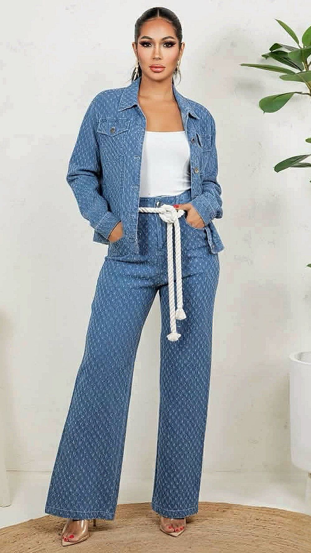 012225 The The Everyday Chic Denim Pant Set