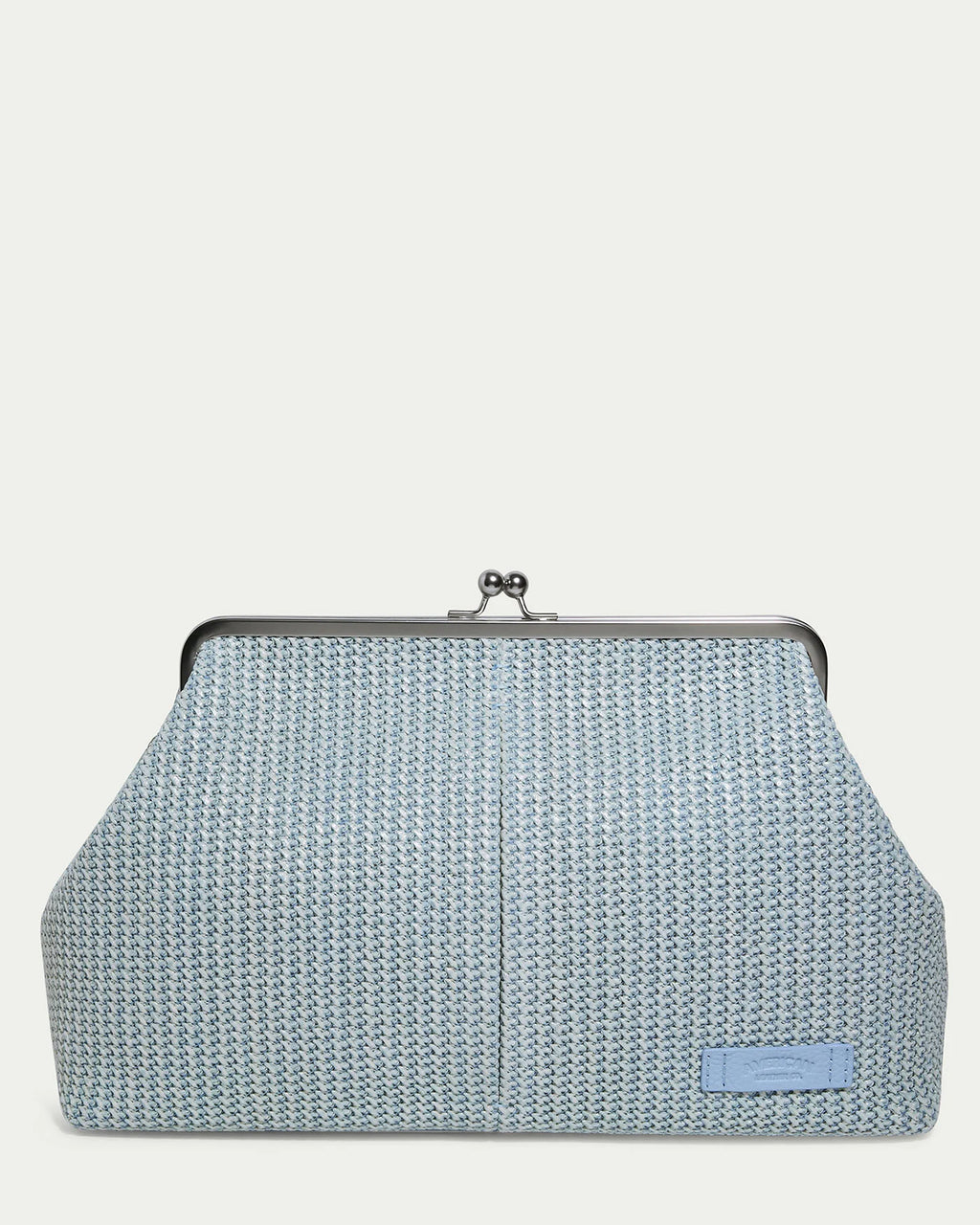 Grace Raffia Oversized Kiss Lock Clutch- Blue Aura Raffia