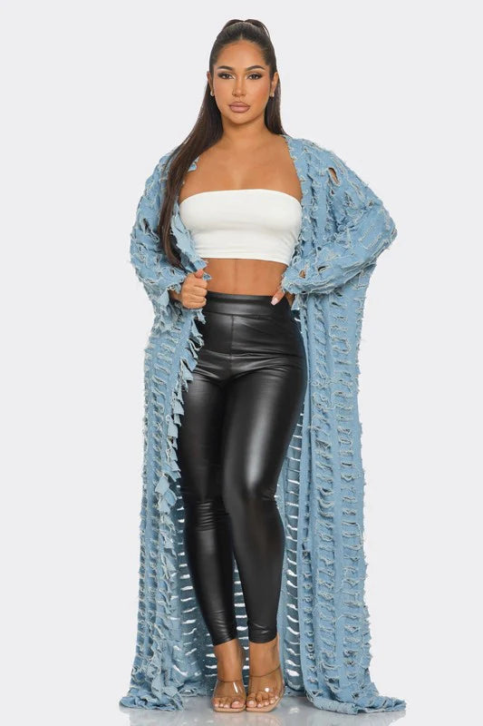 091824 Light Denim Destroyer Over Cardigan