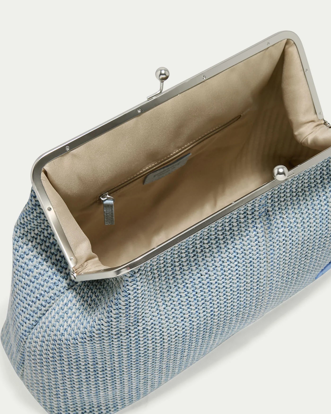 Grace Raffia Oversized Kiss Lock Clutch- Blue Aura Raffia
