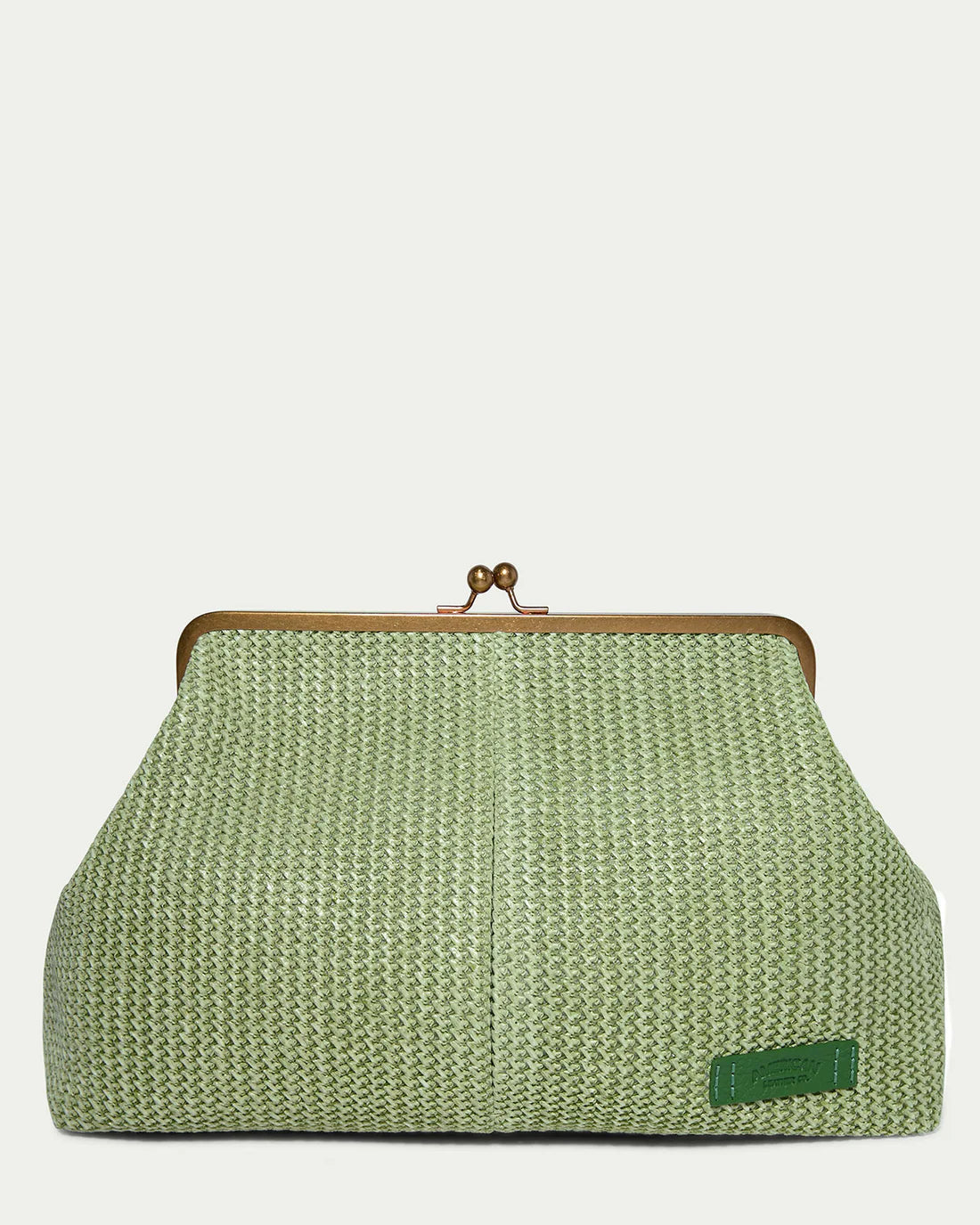 Grace Raffia Oversized Kiss Lock Clutch -  Clover Green