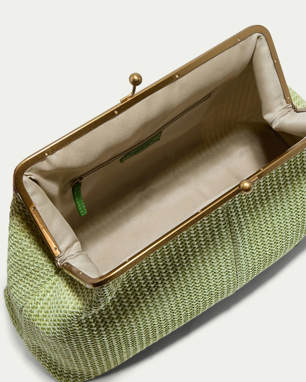 Grace Raffia Oversized Kiss Lock Clutch -  Clover Green