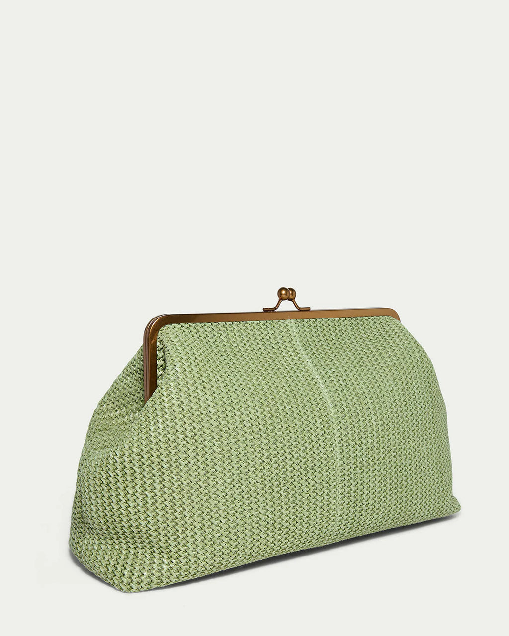 Grace Raffia Oversized Kiss Lock Clutch -  Clover Green