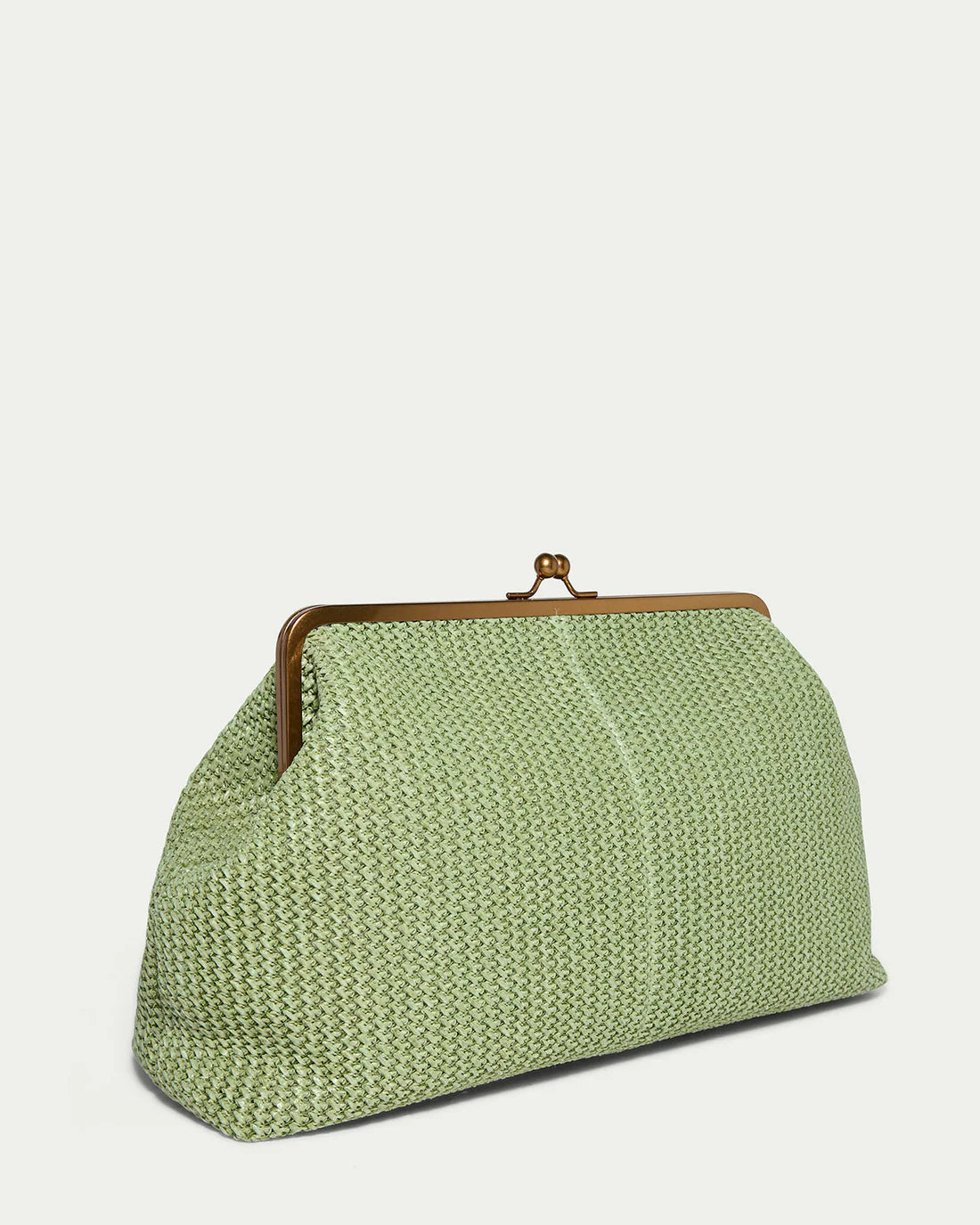 Grace Raffia Oversized Kiss Lock Clutch -  Clover Green