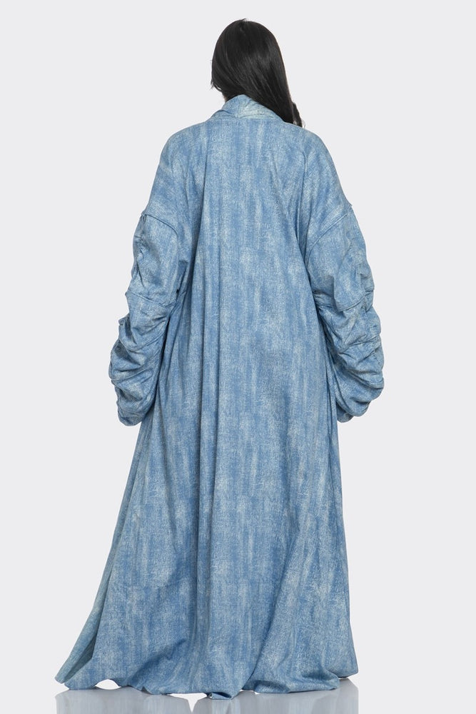 102424 The Extravaganza Long Sleeve Light Denim Duster Coat