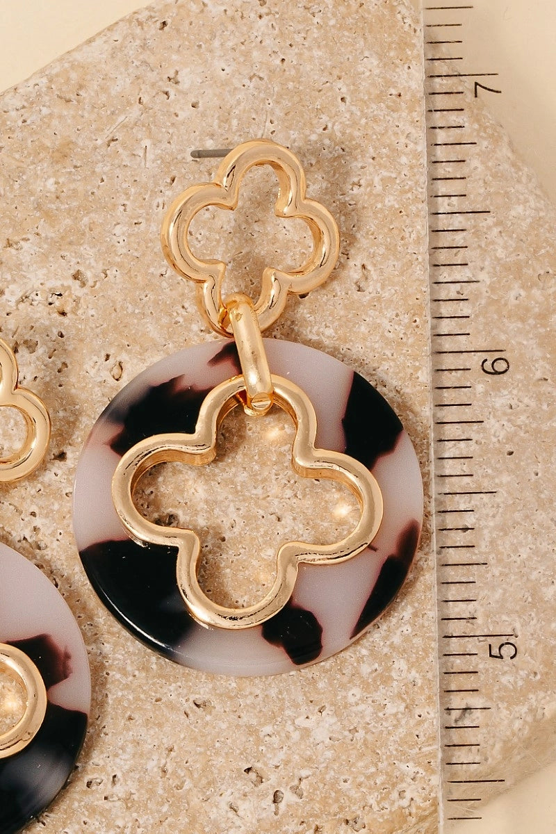 041626 The Acetate Disc Double Clover Dangle Earrings