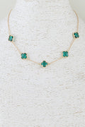 040825 Crystal Clover Charm Chain Necklace