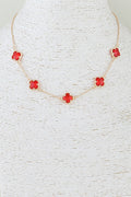 040825 Crystal Clover Charm Chain Necklace