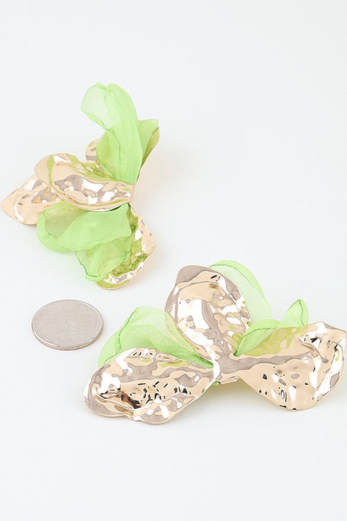040826 Hammered Fabric Petal Blossom Earrings