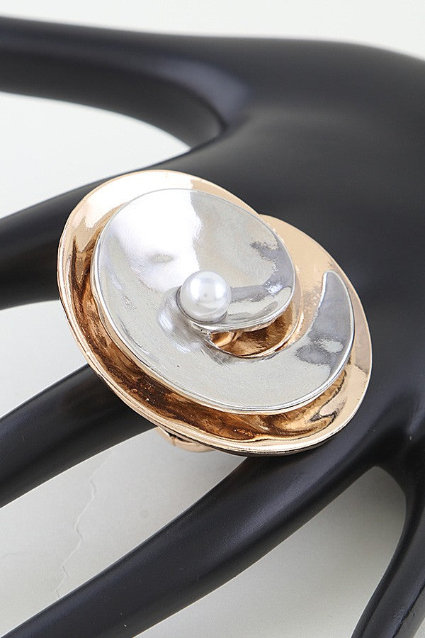 040826 Gold Silver Two Toned Ripple Ring