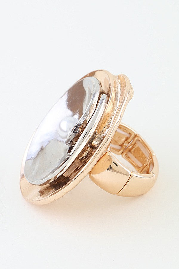 040826 Gold Silver Two Toned Ripple Ring