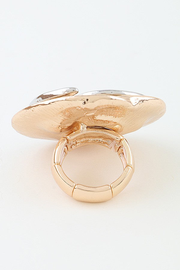 040826 Gold Silver Two Toned Ripple Ring