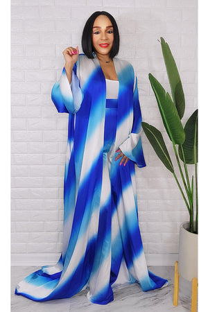 042623 The Blue Sky Vacation Duster & Wide Leg Palazzo Pant Set