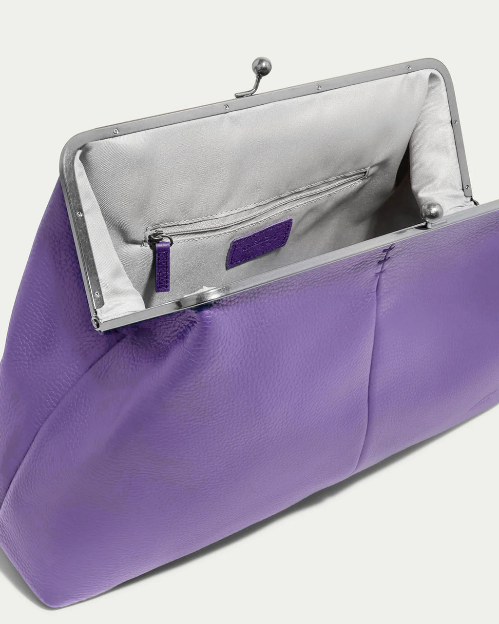Grace Raffia Oversized Kiss Lock Clutch - Dusted Grape
