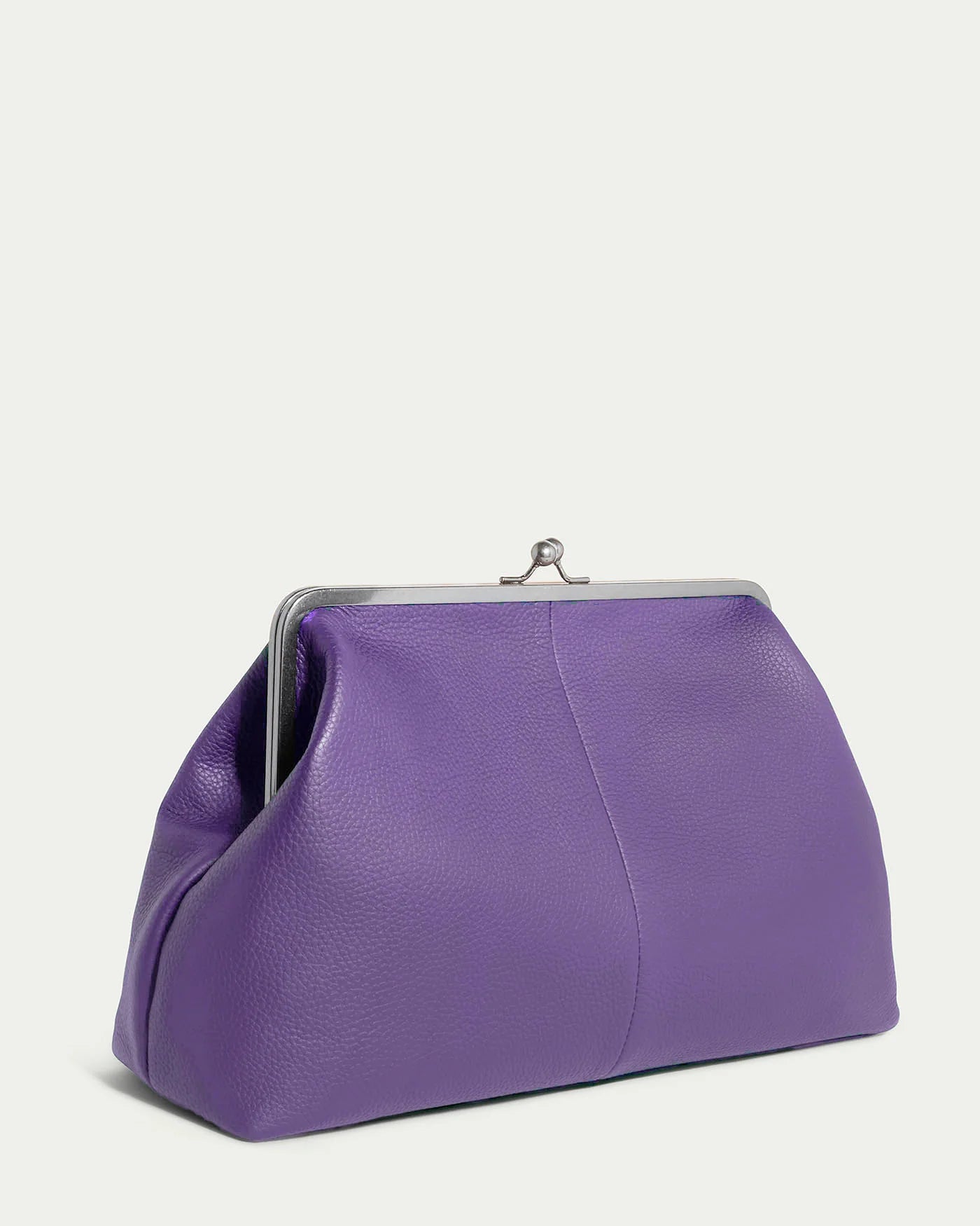 Grace Raffia Oversized Kiss Lock Clutch - Dusted Grape